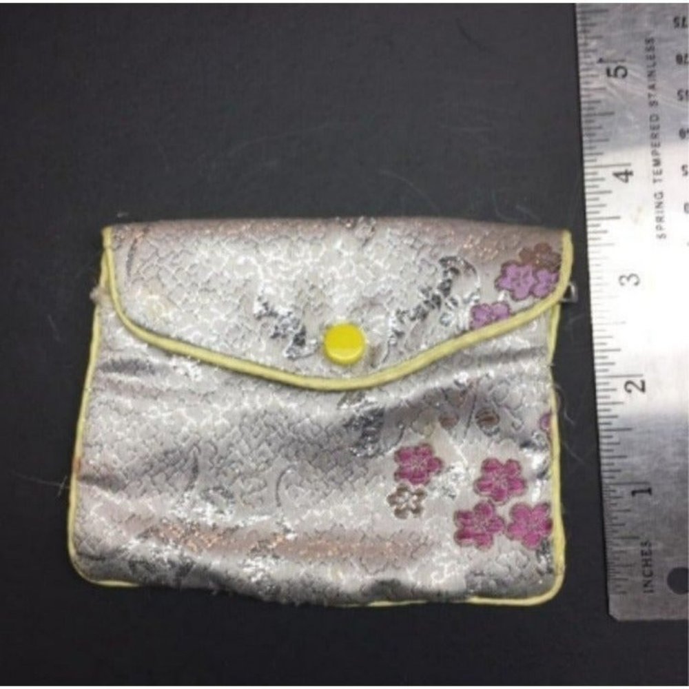 Royal Jewelry Watch Bag As Is Vintage Cosmetic Statin Floral Snap Yellow Pink